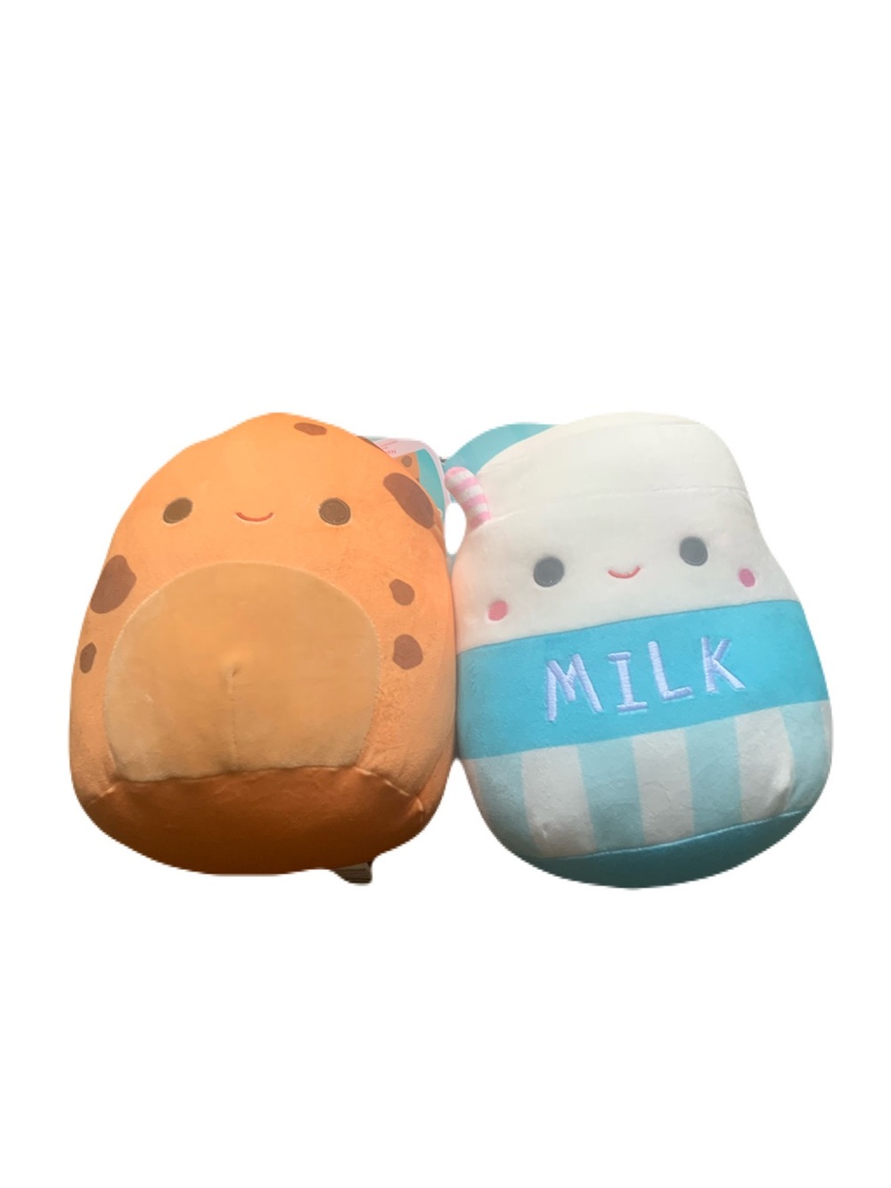 NWT Squishmallows Neeona Milk Bottle & Cookie Plush Duo - Blue, White & Orange